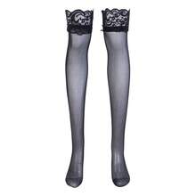 Womenacute; S Thigh Highs Border Knee Stocking Sexy Sheer Lace High Stockings Female See Through Socks - Black - View 3