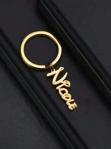 1 móc khóa thép không gỉ họa tiết hoạt hình cá nhân hóa - Thẻ tên chữ cái tùy chỉnh, Phụ kiện thời trang nữ, Quà tặng Giáng sinh hoàn hảo - Nhiều màu - Xem 3