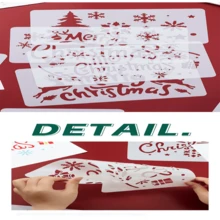 13 件圣诞镂空绘图模板，DIY 剪贴簿涂鸦喷漆宠物模板 - 聖誕節模板 - 查看 7
