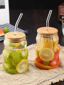 1PC 450ml Highly Attractive Heat-Resistant Cup Coffee Milk Transparent Glass Cup High Borosilicate Glass Straw Cup - Multicolor - View 5