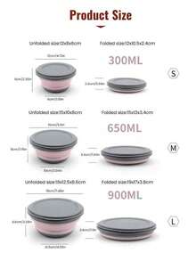 1 chiếc bát silicon chịu nhiệt cao có thể gập lại có nắp, thích hợp cho du lịch ngoài trời, cắm trại, dã ngoại, có thể điều chỉnh và thu gọn, hộp đựng thực phẩm trái cây di động, sử dụng cho salad, rau và ăn uống, trở lại trường học - Nhiều màu - Xem 6