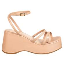 Women's Wedge Sandal Comfortable Platform Straps - Beige - View 1