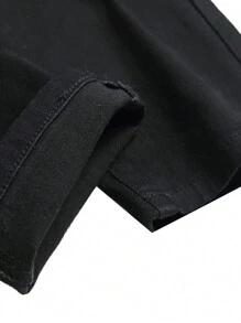 Denim Jeans For Men Slim Fit Ripped Stretch Skinny Distressed Stacked Straight Leg Moto Biker Pants - màu đen - Xem 5