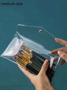 3pcs/1pc Clear PVC Cosmetic Bag, Makeup Pouch, Stationery Organizer, Simple Portable Student Travel Pencil Case, Snap Closure Bag, Christmas Gift For Mom, Sister, Friend Back To School Supplies
