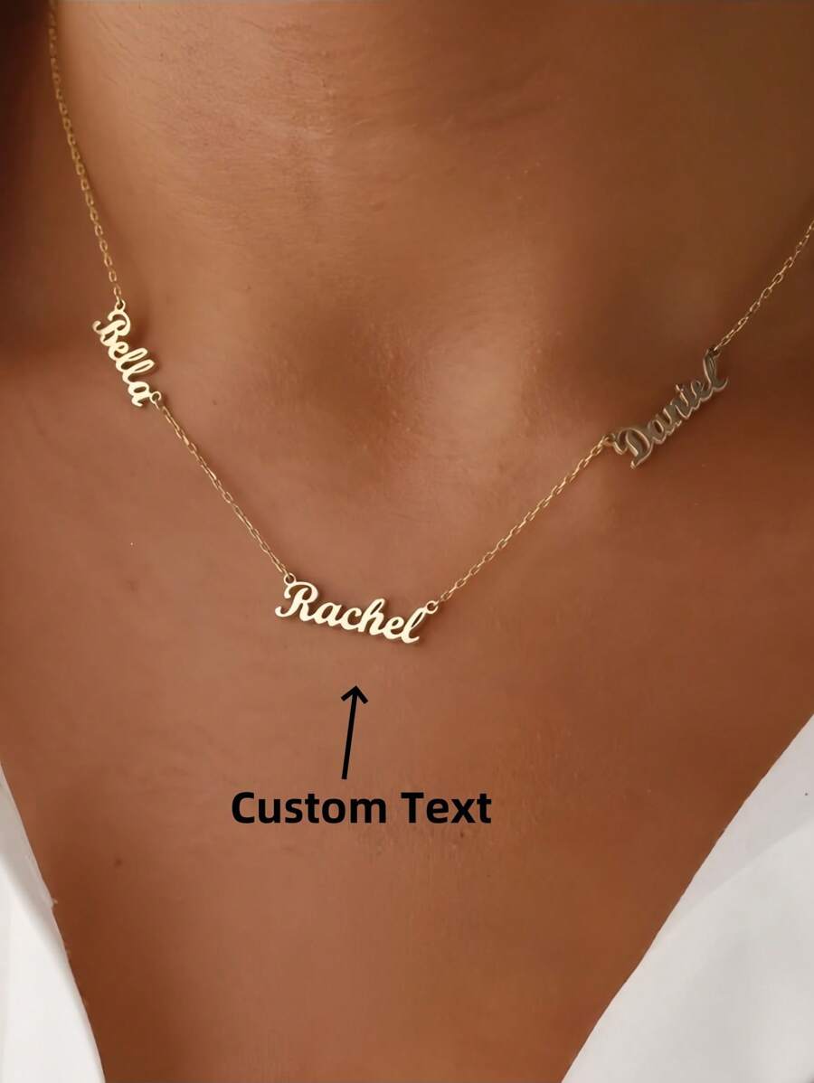 1pc Gold Personalized Multi-Name Necklace, Multi-Name Family Necklace, Mother's Day Gift, Children's Name Family Necklace, Personalized Gift Thanksgiving Christmas