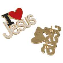 I Love Jesus Brooch Pin I Love Jesus - Red and White - View 2