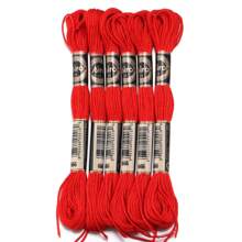 6 delar/förpackning korsstygn polyesterbroderitråd, 8 m/st, handgjorda DIY-färgblandningssytillbehör