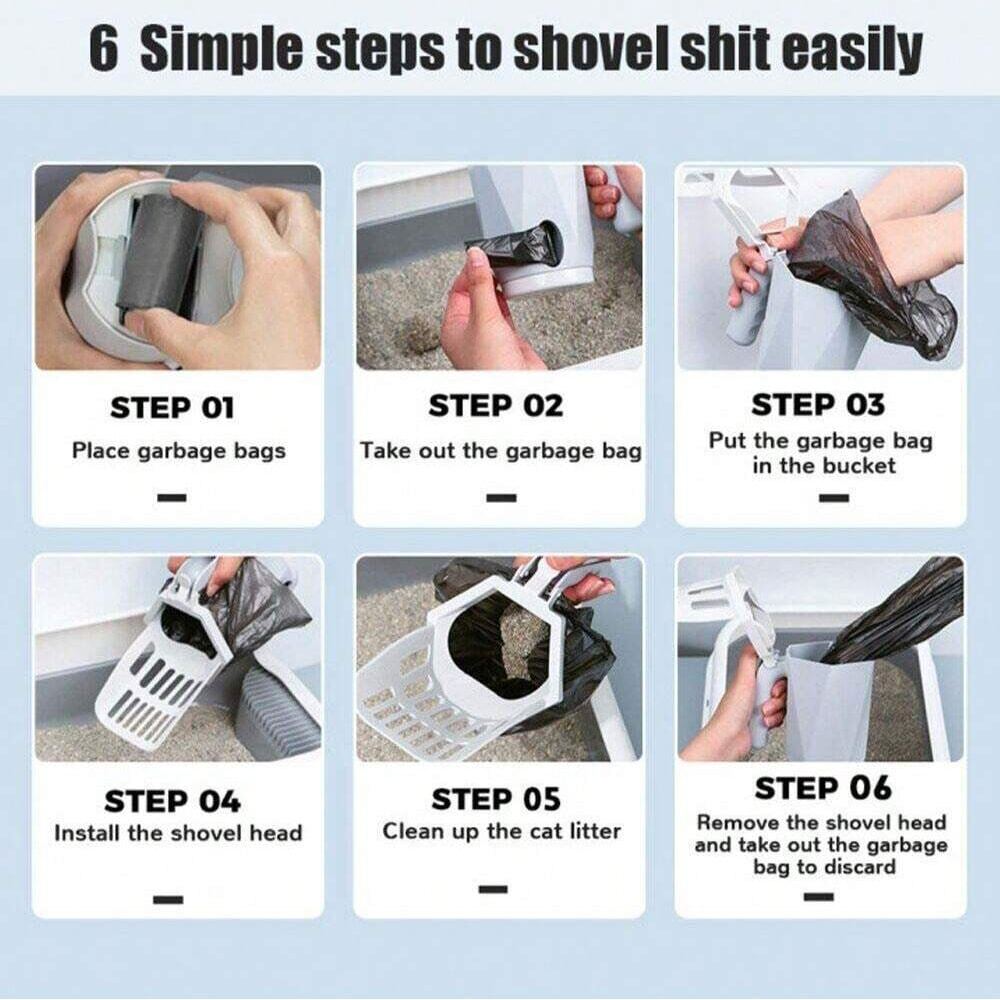 1pc Cat Litter Scoop, Cat Litter Shovel With Waste Can, Detachable