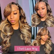 13x4 HD Highlight Ombre Body Wave Wigs Human Hair P4/27 Blonde Brown Wig13x4 Lace Frontal Wig Colored Human Hair 250% For Women - 間色 - 查看 3