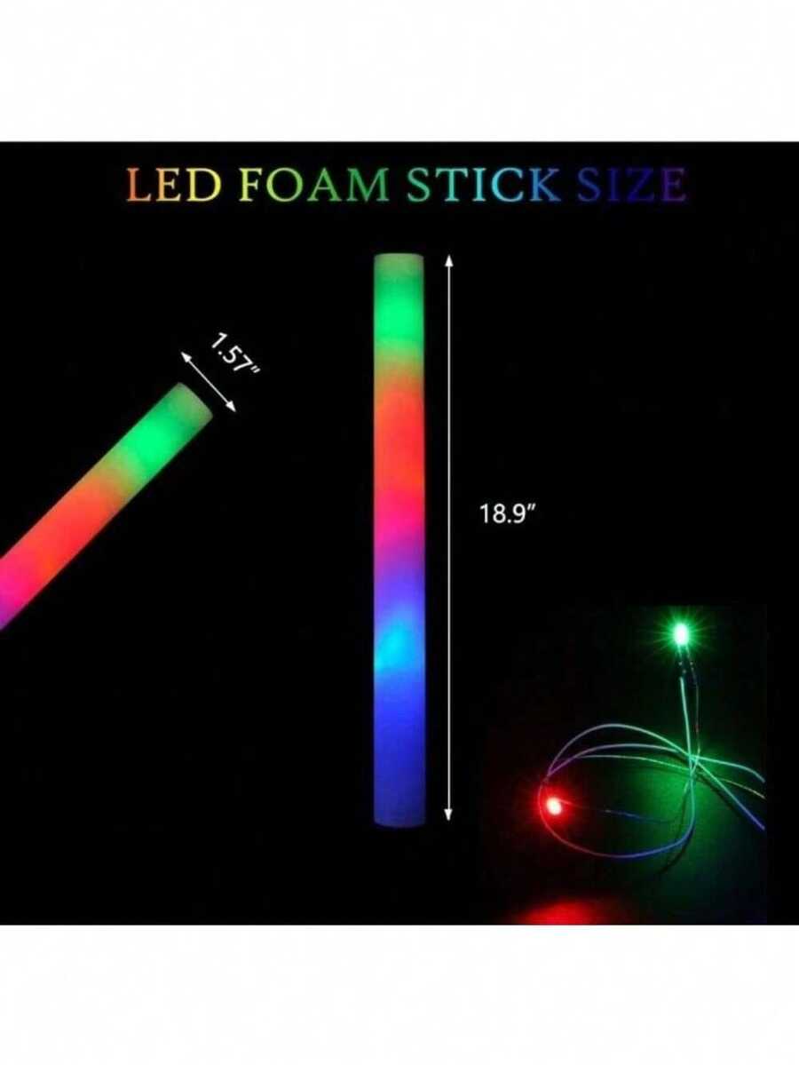 Premium LED Flashing Multicolor Glow Foam Sticks Light 100 Pack 3 Modes
