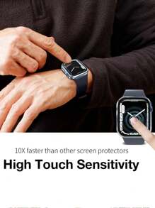3 In 1 Case With Tempered Glass Screen Protector Compatible With Apple Watch Series 11/10/9/8/SE2/7/6/SE/5/4/3/2/1 49mm/46mm/42mm/45mm/44mm/41mm/40mm, Slim Guard Bumper Full Coverage Hard PC Protective Cover HD Ultra-Thin Cover Compatible With IWatch - Clear - View 7