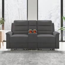 Loveseat Recliner Sofa, Reclining Loveseat With Console, Reclining Home Theater Seating Recliner Chair For Living Room, Reclining Couch With Storage, Cup Holders, Adjustable Backrest - Dark Grey - View 1