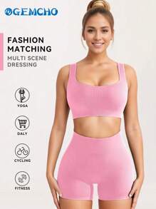 GEMCHO Shorts met schroefdraad Basic Zacht nauwsluitend Ademend Running Gym Workout Shorts Zomer
