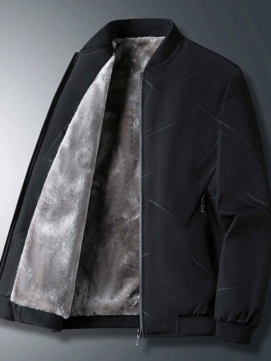 Men's Thick Warm Lining Winter Jacket - Black - View 1