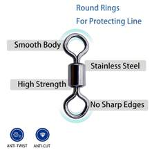 桶式钓鱼转环，不锈钢转环渔具海水、淡水、前导线/线/诱饵连接器 - 深灰色 - 查看 4