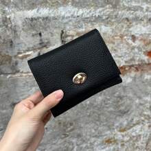 Women Compact Wallet New Korean Style Solid Color Minimalist Fold Wallet Multi-Card Slots Coin Birthday Gifts For Women Wallet Purse Wallet Small Wallet - Black - View 1