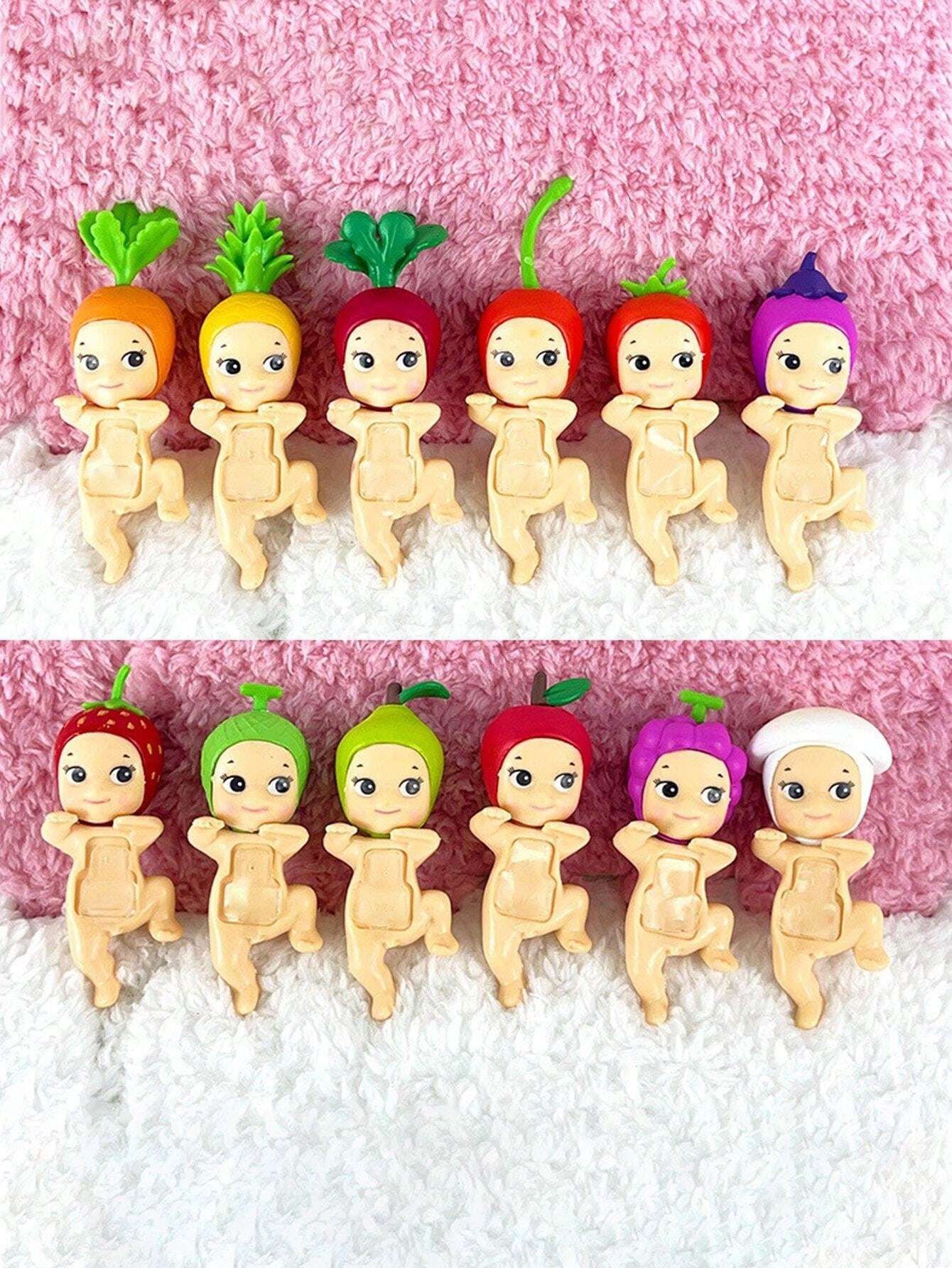 Random 1pc 12Pcs Pvc Cute Fruit Angel Model Hippers Angel Action