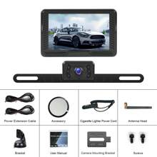 Conjunto de cámara de marcha atrás digital inalámbrica, cámara de marcha atrás AHD IP69 impermeable visión nocturna en cámara a color, cámara de marcha atrás inalámbrica 1080P con monitor IPS de 4,3", para camiones, autocaravanas, autocaravanas, 12V