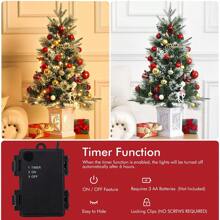 3FT Christmas Tree, Pre-Lit Christmas Tree With Snow Flocked Design, 78 Warm White LED Lights, Battery-Powered, Perfect For Christmas Decor With Pot Base - White Snowflake - View 4