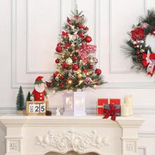 3FT Christmas Tree, Pre-Lit Christmas Tree With Snow Flocked Design, 78 Warm White LED Lights, Battery-Powered, Perfect For Christmas Decor With Pot Base - White Snowflake - View 6