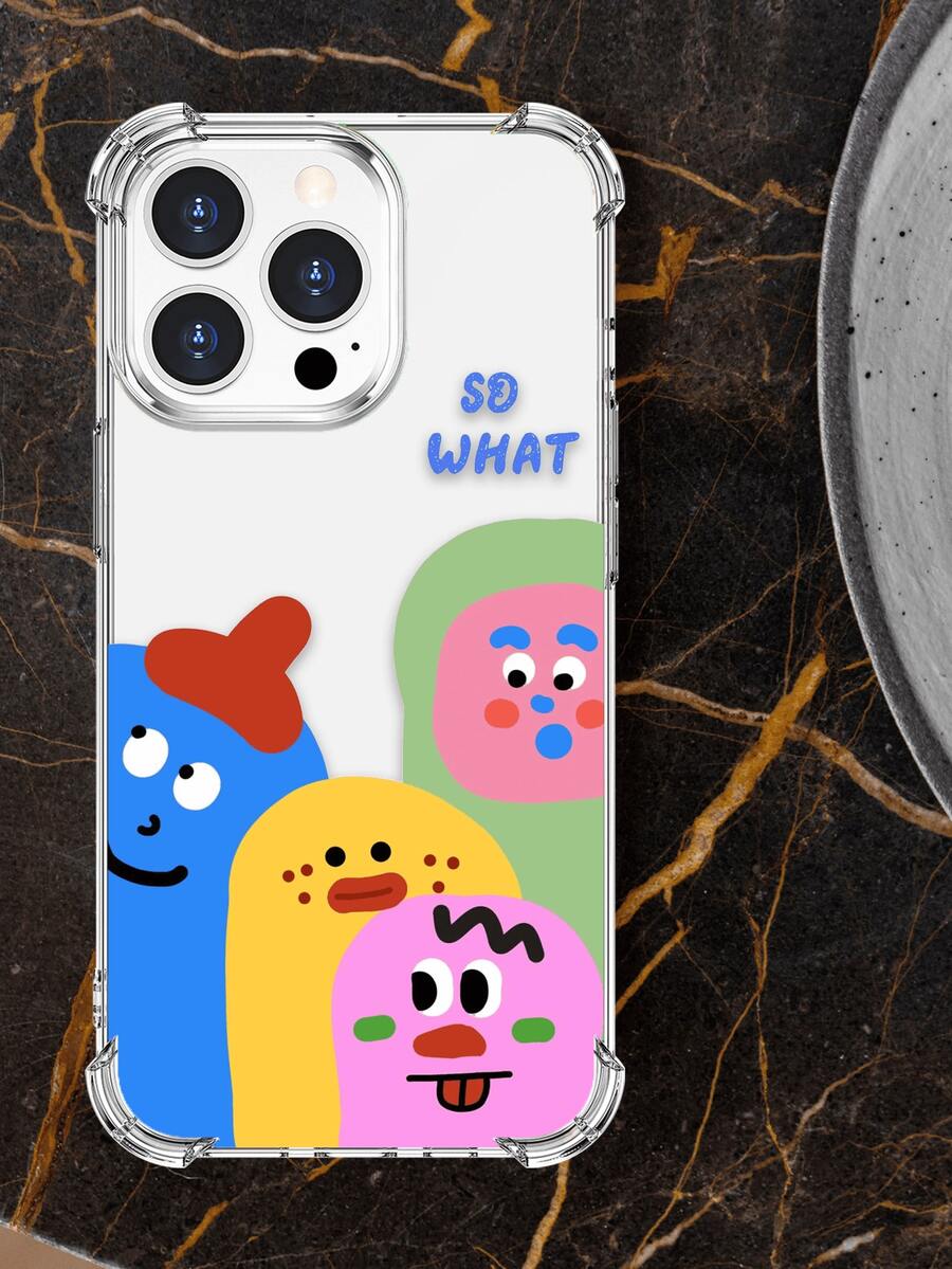 1pc Funny & Unique Cute Hand-Painted Animal Design Shockproof Phone Case - Multicolor - View 1