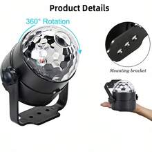 1 bóng đèn Disco RGB dùng nguồn USB, đèn tiệc LED có bề mặt bóng loáng Magic Ball, phù hợp với nhiều loại phòng Đèn DJ trong nhà nhấp nháy cho các buổi tụ họp công ty, quán bar, KTV, đèn trang trí - Chất liệu nhựa, đèn quà tặng ngày lễ có giá đỡ lắp đặt linh hoạt - màu đen - Xem 8