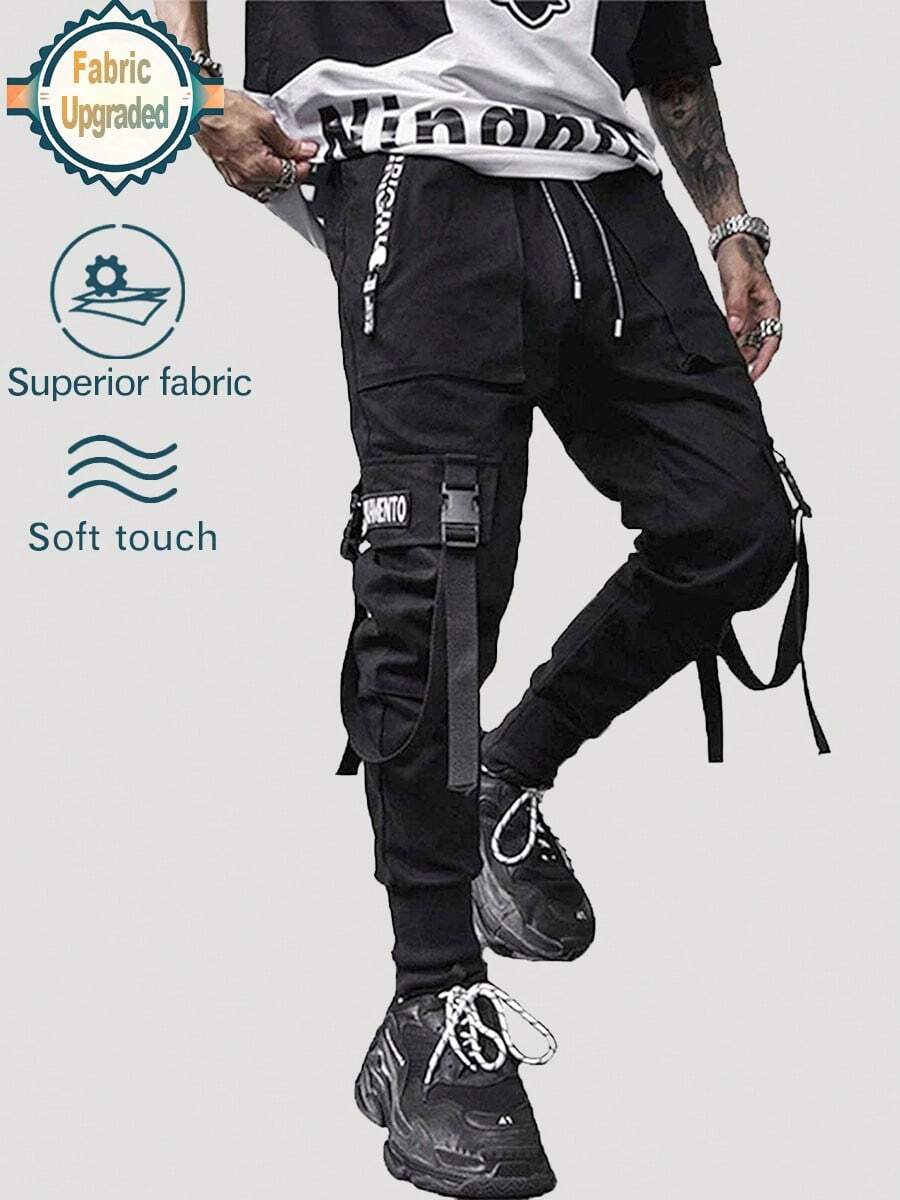Men's Jogger Pants Techwear Hip Hop Harem Pants Streetwear Tactical Track Pants - 黑色 - 查看 1