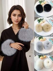 1 cặp găng tay lông ấm áp - Mềm mại, màu trơn, chống gió, co giãn và thoải mái - Găng tay ấm áp cho mùa thu đông - Hoàn hảo cho phụ nữ trong mùa thu đông, quà tặng Giáng sinh - Nhiều màu - Xem 2