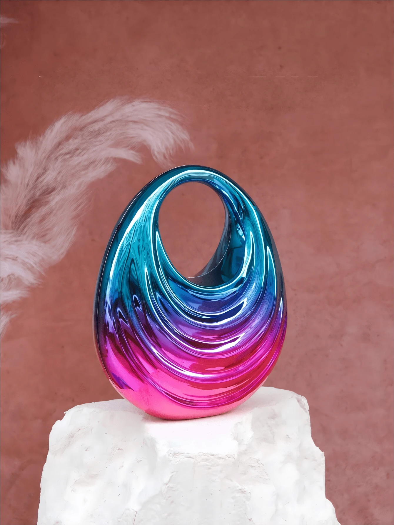 Luxury 2024 Women's Bridal Wedding Purse Party Prom Crescent Clip Shell