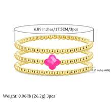 A Golden Cloud 3-5 件彩色四叶草手链 女士时尚可叠戴弹力金串珠手链 幸运友谊礼物 - 黃色 - 查看 11