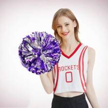 2 pièces Pompons de pom-pom girls colorés et tendance, épaissis et densifiés, avec poignée annulaire, plus durables. Fournitures pour la compétition de danse de pom-pom girl et la fête, pompons de cheerleading