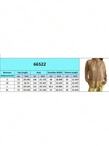 Womenacute;s Blouse, Lapel Collar Long Sleeve Button-Down See-Through Loose Shirt for Ladies - Negro - Ver 5
