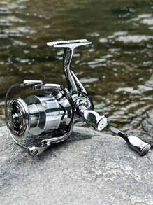 SOUGAYILANG 1Pc 4.7:1/5.0:1 Gear Ratio Silver Spinning Fishing Reel 1000-5000 Series CNC Aluminum Spool Left/Right Inter-Changeable Double Handle For Saltwater Fishing Tackle
