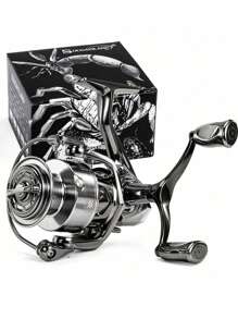 SOUGAYILANG 1Pc 4.7:1/5.0:1 Gear Ratio Silver Spinning Fishing Reel 1000-5000 Series CNC Aluminum Spool Left/Right Inter-Changeable Double Handle For Saltwater Fishing Tackle