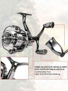 SOUGAYILANG 1Pc 4.7:1/5.0:1 Gear Ratio Silver Spinning Fishing Reel 1000-5000 Series CNC Aluminum Spool Left/Right Inter-Changeable Double Handle For Saltwater Fishing Tackle