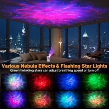 Galaxy Star 投影仪 - 充满活力的 RGB 照明，带来沉浸式装饰效果，便携式 USB 供电设计，多色显示，≤36V 安全操作，≥0.4 MW 至 <1 MW 输出，非常适合游戏室、家庭影院、天花板和房间装饰 - 彩色 - 查看 8