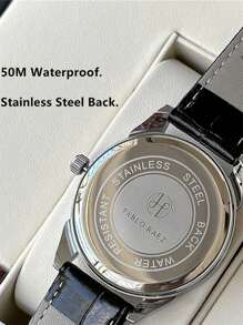 Pablo Raez 1pc Man Watch Business Wristwatch For Man Stainless Steel Silver IPS Case Luxury Black Soft & Comfortable Microfiber Leather Fashion Double Dial Third Dimension Design With Date 50M Waterproof Brand New Male Quartz Wristwatch Sports Casual Clock Nice Gifts For Friend Or Family Father Fit For Daily Life/Work/Party Decoration Dress Watch Graduation Wedding Presents