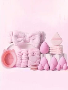 1-56件套化妆刷套装包含：1个化妆包、32支化妆刷、4个化妆海绵、5个迷你美妆蛋、5个天鹅绒粉扑、5个迷你指套粉扑、1个刷子清洁垫、1个发带、2个腕带、便携式化妆包、柔软化妆刷、化妆收纳袋、亲肤化妆海绵、天鹅绒三角粉扑、美妆蛋、化妆工具收纳袋、适用于化妆、遮瑕、定妆的化妆工具、眼影盘、化妆刷、眼影液、粉底液、眼线笔、口红、唇彩、假睫毛、浴帽等。 - 彩色 - 查看 16