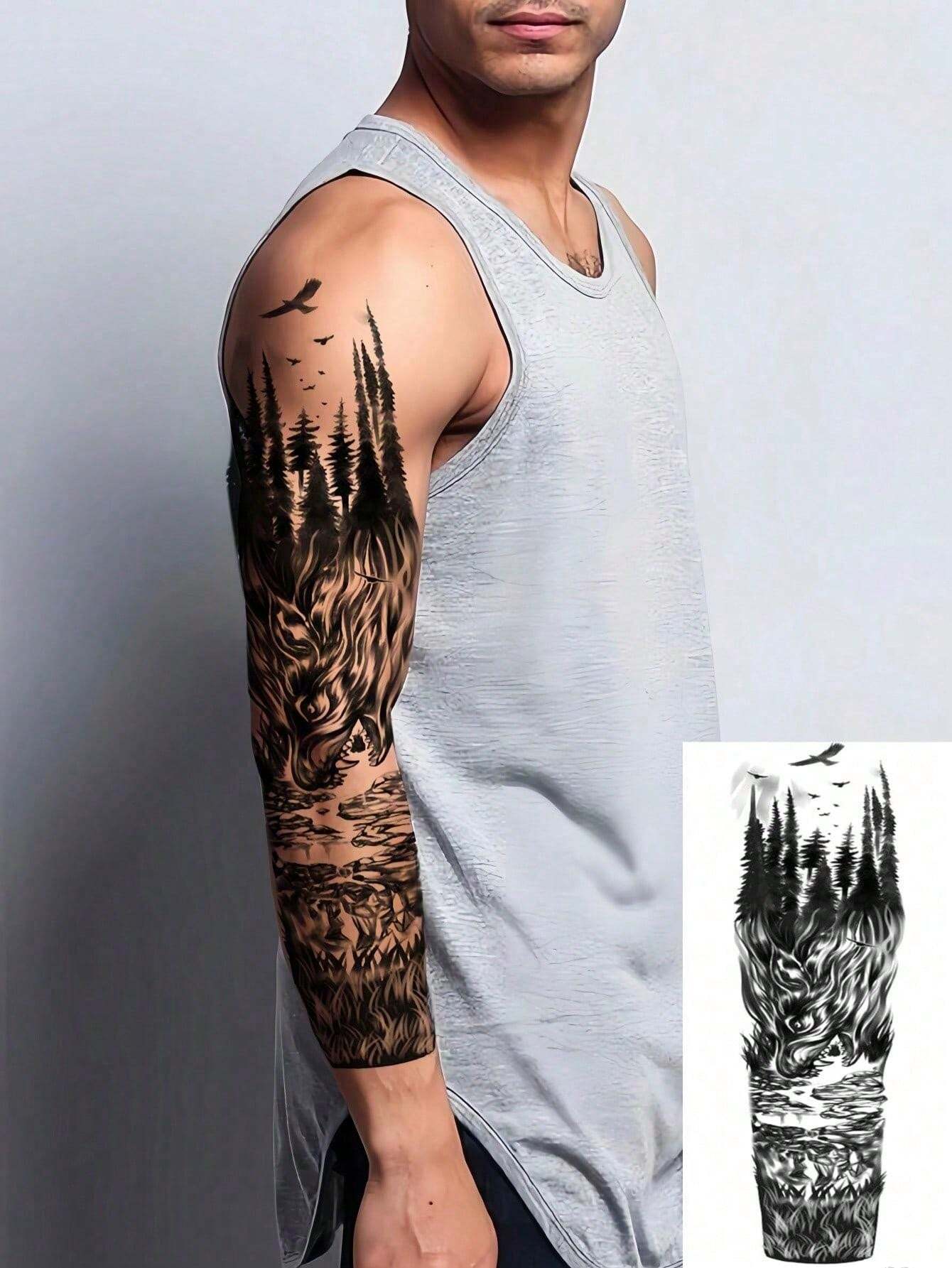 20 Sheets Extra Large Full Arm Temporary Tattoos For Men Adults, Arm