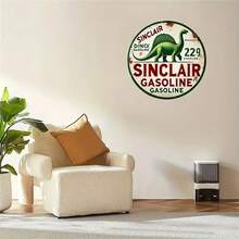 1 tấm biển kim loại xăng Sinclair Dino cổ điển, đồ trang trí tường mộc mạc cổ điển cho người sưu tập đồ cổ, biển nhôm bền, dễ treo, không cần điện, 8x8 inch, lỗ ngẫu nhiên ở trên, dưới, trái và phải - Nhiều màu - Xem 3
