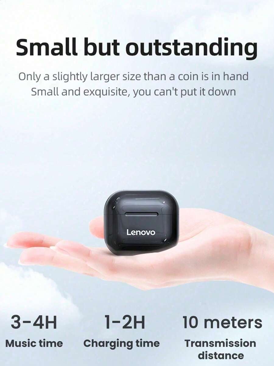 1pc Lenovo LP40 Beige Wireless Earphones, Half InEar Style, Sports