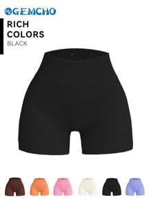 GEMCHO Kurze Shorts mit Gummizug, basic, weich anliegend, atmungsaktiv, Lauf- und Trainingsshorts für den Sommer - Schwarz - Übersicht 1