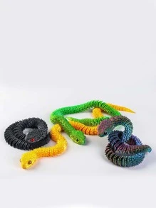 Coiled Snake Statue - 3D Printed Soft Poseable Snake Toy, Mythical Creature Design, Home Decor Stress Relief Toy, Suitable For Christmas, For Ages 14+ (Random Eye Color), Fidget Toys, Toys, Sensory Toys, Toys For Teenagers, Glow, Antistress Toy,Toys,Fidget,Christmas - Multicolor - View 2