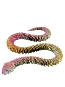 Coiled Snake Statue - 3D Printed Soft Poseable Snake Toy, Mythical Creature Design, Home Decor Stress Relief Toy, Suitable For Christmas, For Ages 14+ (Random Eye Color), Fidget Toys, Toys, Sensory Toys, Toys For Teenagers, Glow, Antistress Toy,Toys,Fidget,Christmas - Multicolor - View 4