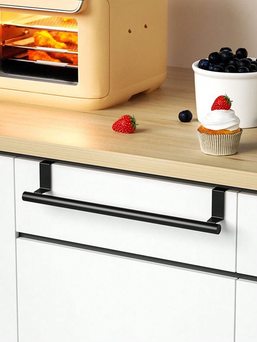 1PC Black Single Rod Towel Rack Door Back Type Hanging Rack Non