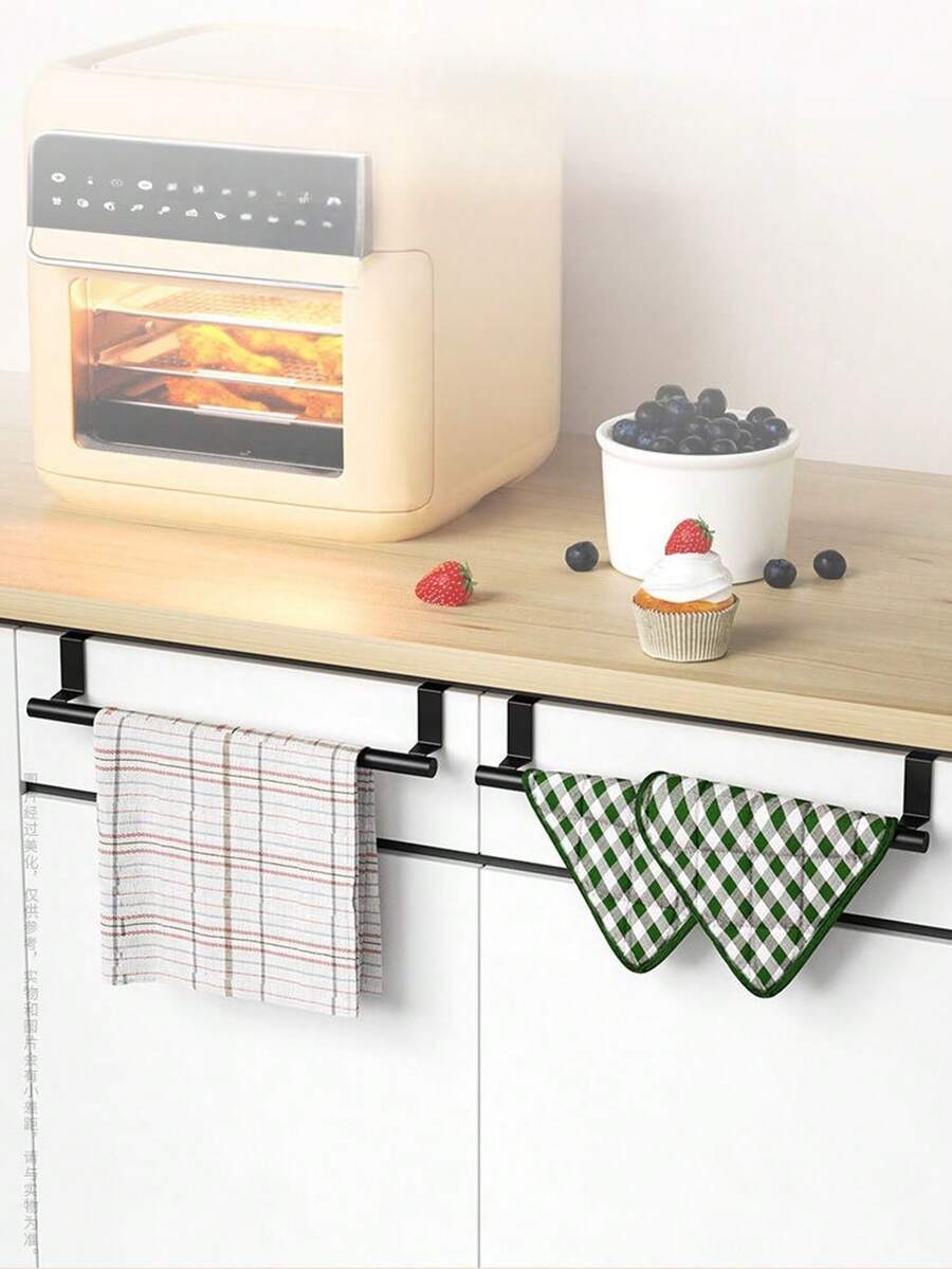 1PC Black Single Rod Towel Rack Door Back Type Hanging Rack Non