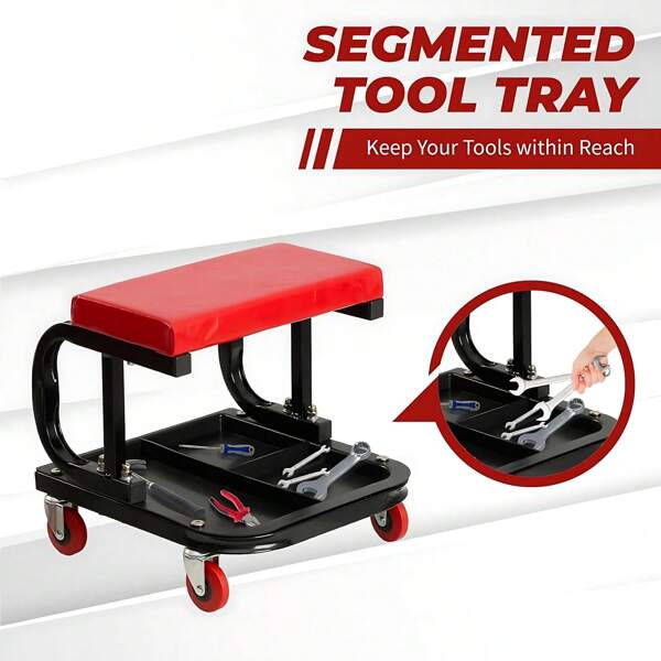 Automotive Repair Creeper Stool With Soft Pad, Rollable And Tool Storage Box, Multi-Functional Motorcycle Accessories