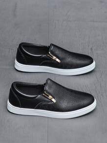 Men's Casual Sneakers Skateboard Shoes Anti-Slip Student Sports Skateboard Shoes, Versatile Style For All Seasons - Black - View 4