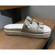 Women's Platform Sandal Slide With Buckles Animal Print - Màu be - Xem 4