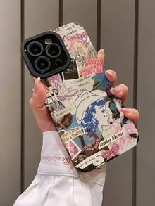 Slogan 1pc 复古西部元素牛仔印花竖条纹仿皮防震软手机壳，兼容 iPhone 和 Galaxy S15/15Plus/15Pro/15ProMax - 彩色 - 查看 3